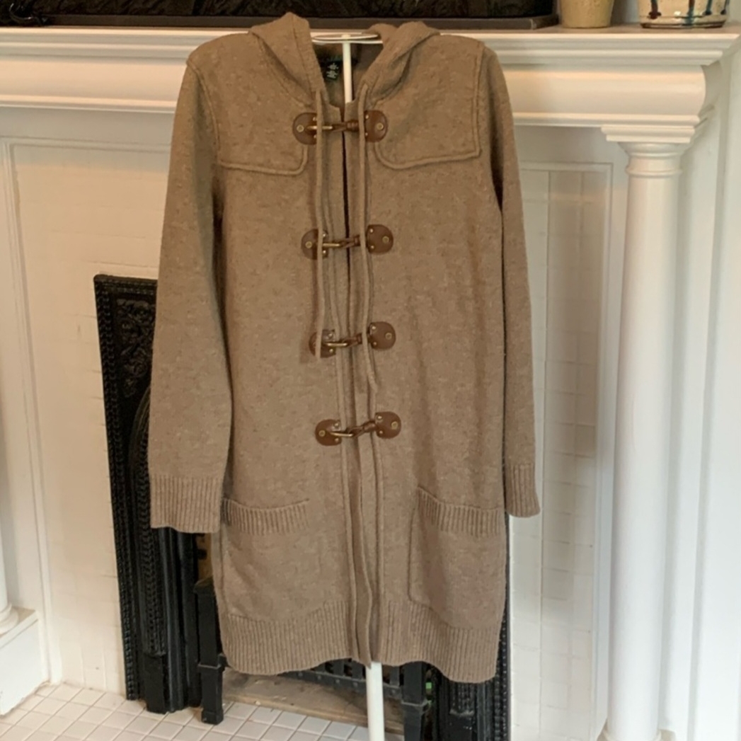 Tan Toggle Sweater With Hood